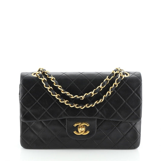 Chanel timeless/classique black leather handbag