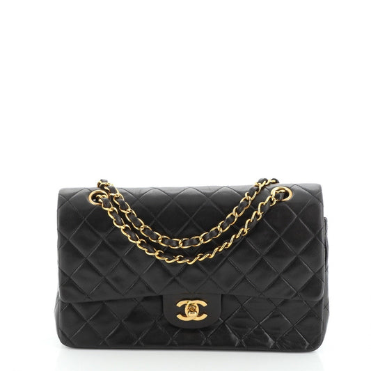 Chanel timeless/classique black leather handbag