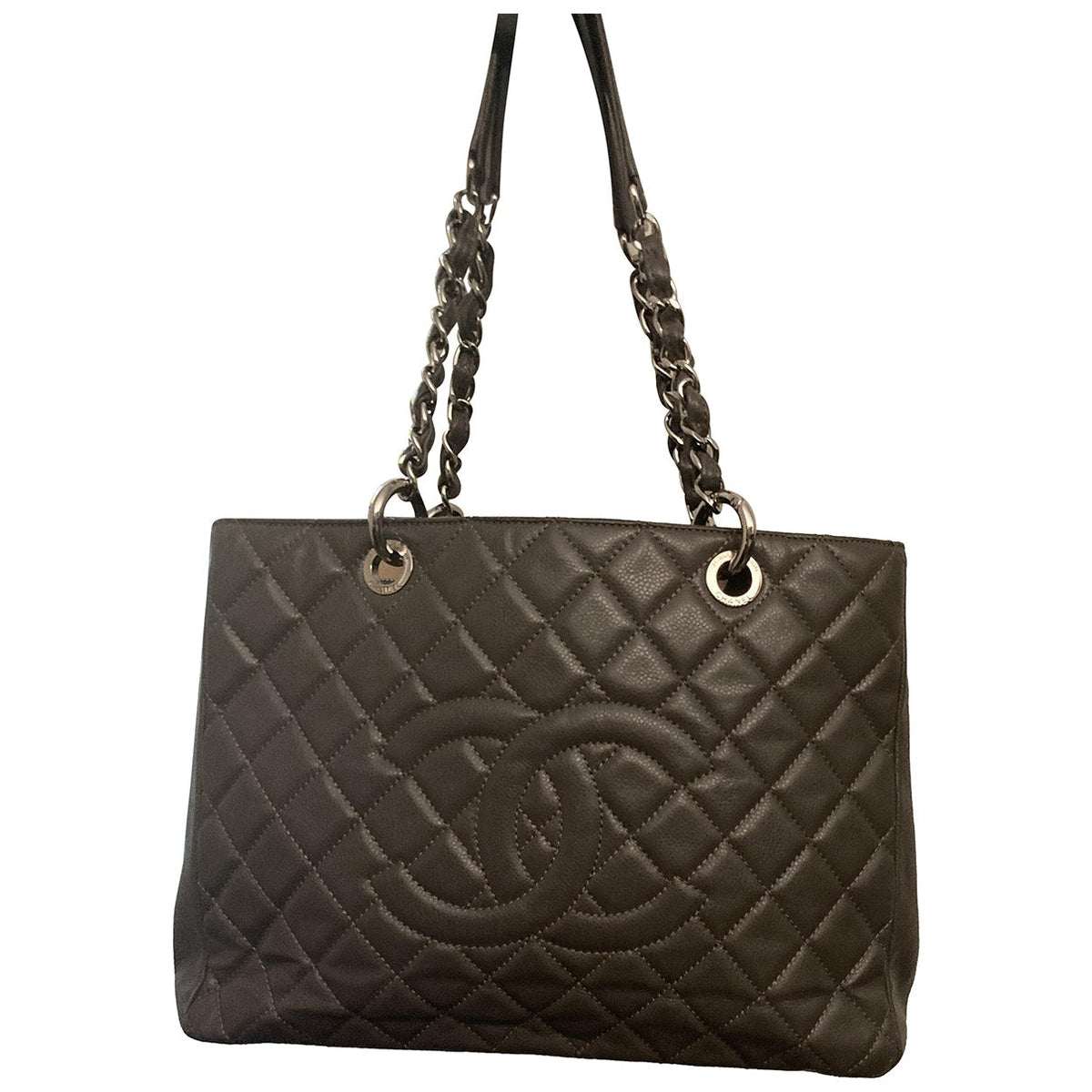 Chanel grand shopping grey leather handbag