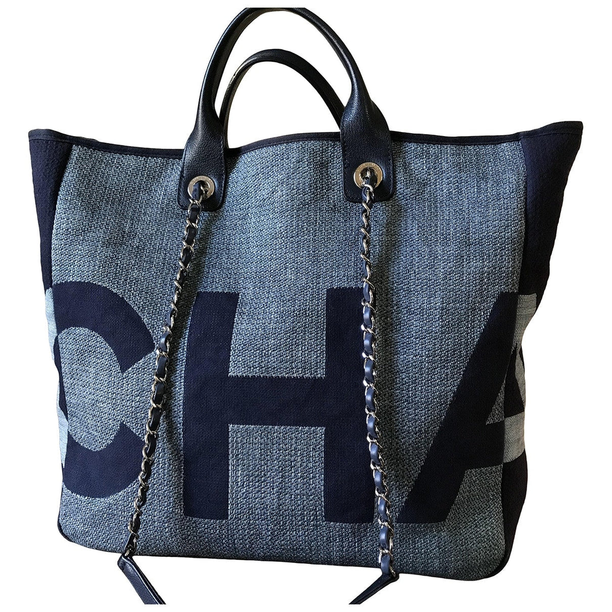 Chanel deauville blue cloth handbag