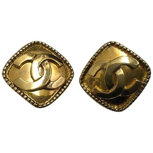 Chanel cc gold metal earrings
