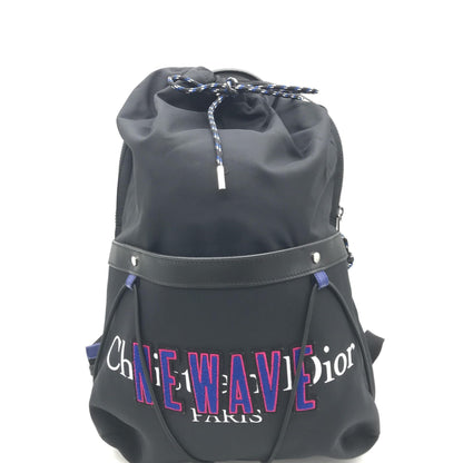 Christian Dior Newave Drawstring Nylon Backpack In Women's Black ()