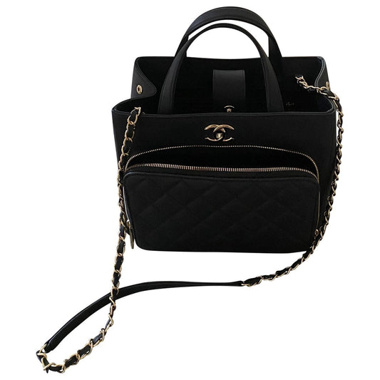 Chanel business affinity navy leather handbag
