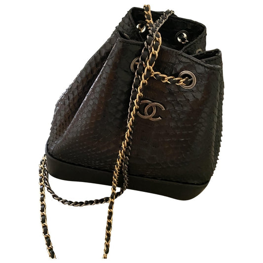 Chanel gabrielle black python backpacks