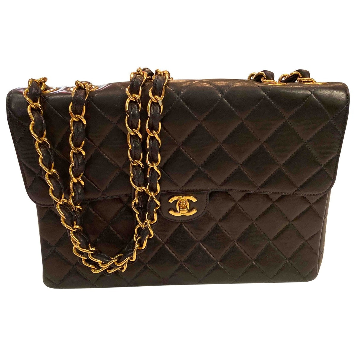 Chanel timeless/classique blue leather handbag