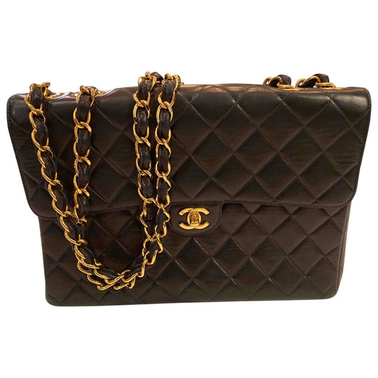 Chanel timeless/classique blue leather handbag