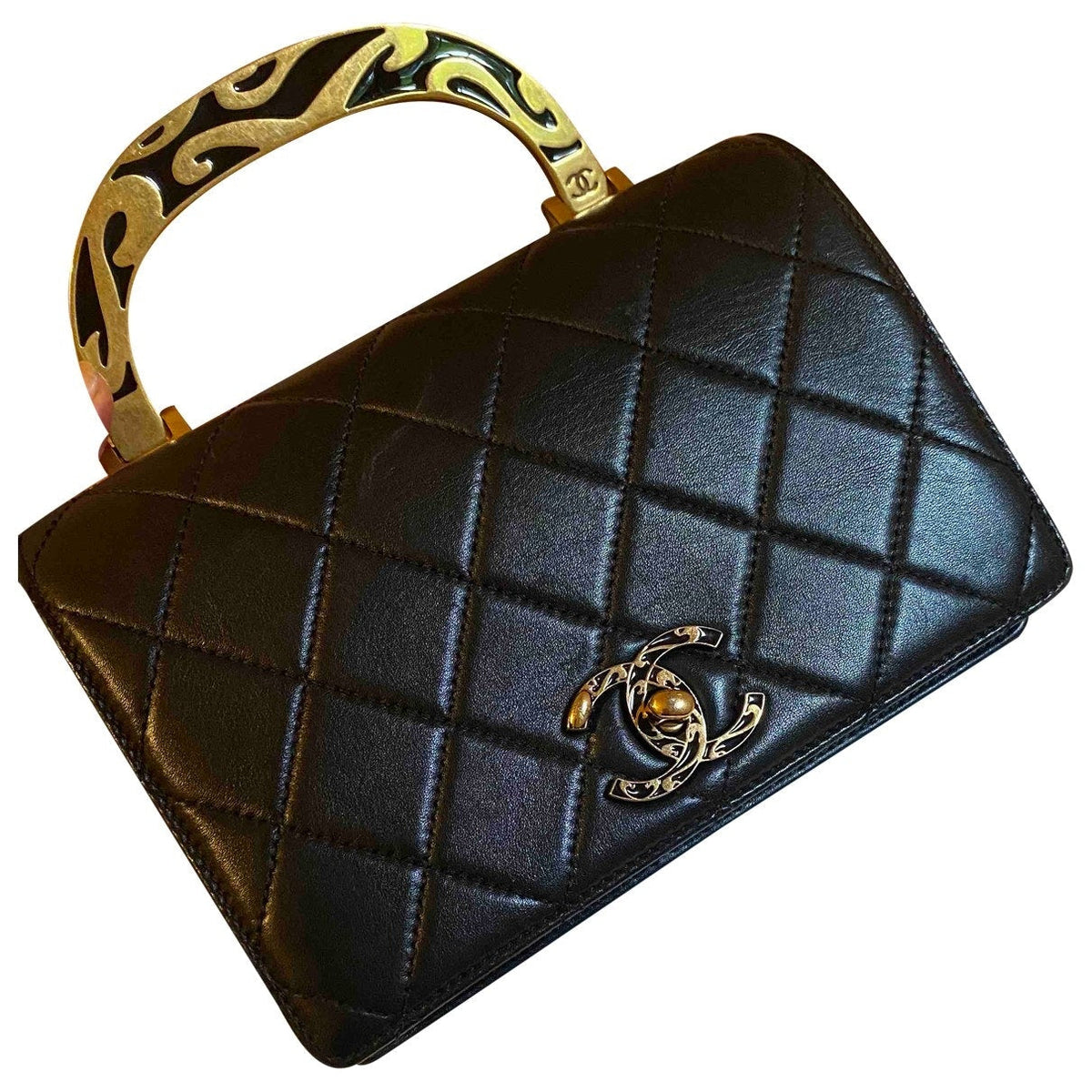 Chanel black leather handbag