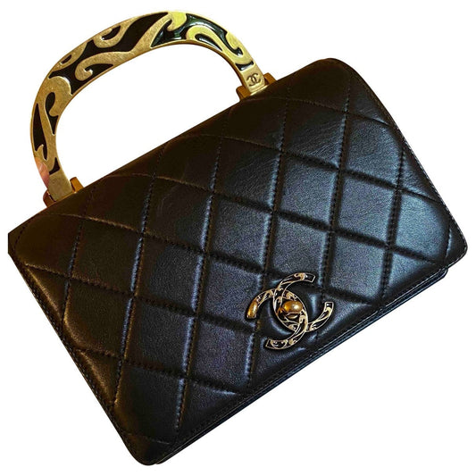 Chanel black leather handbag