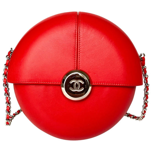 Chanel red leather handbag
