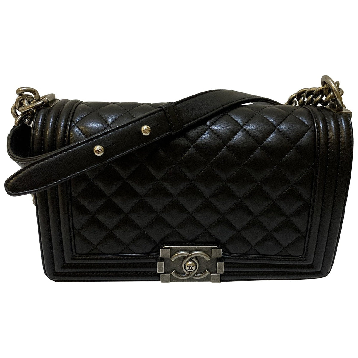 Chanel boy black leather handbag