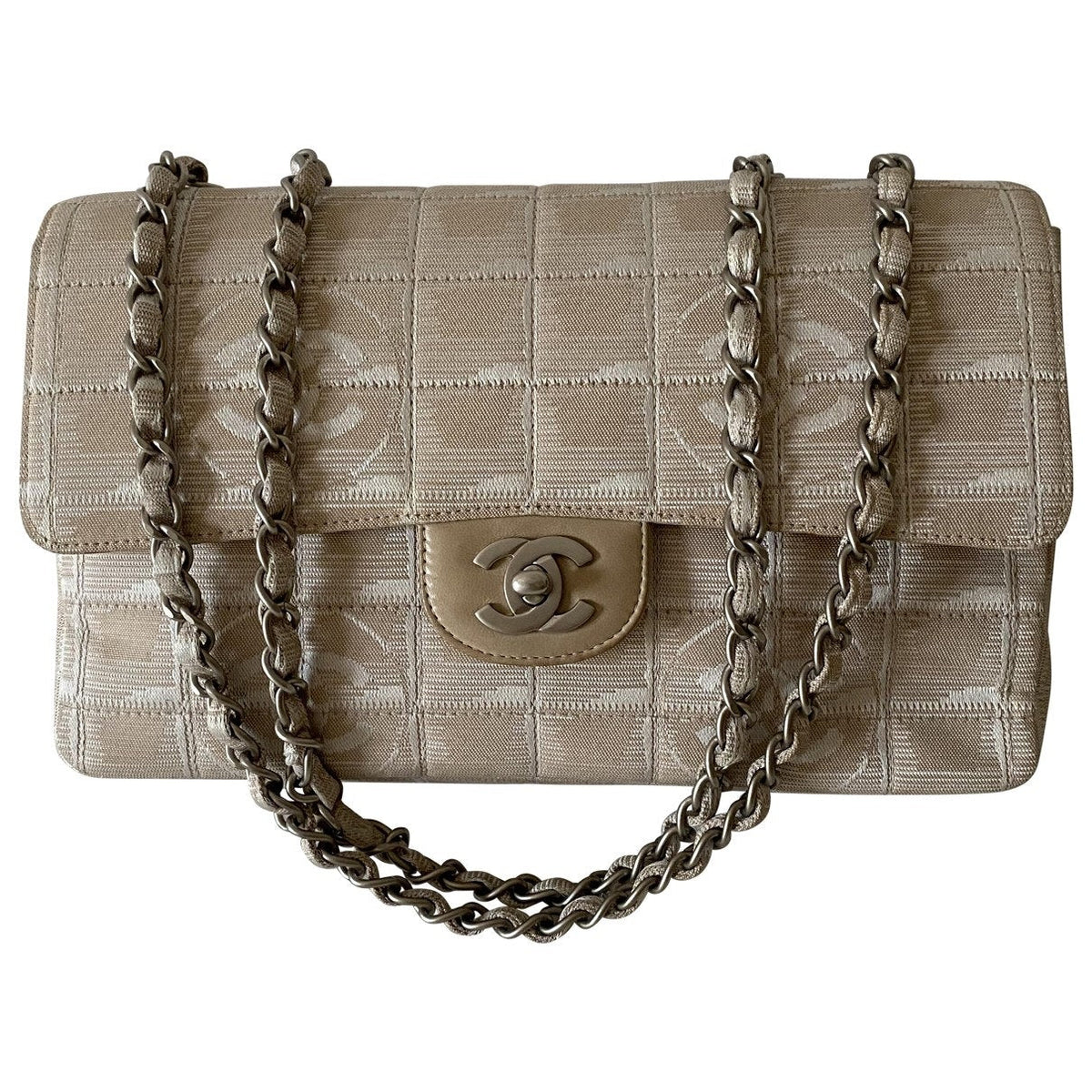 Chanel timeless/classique beige cloth handbag