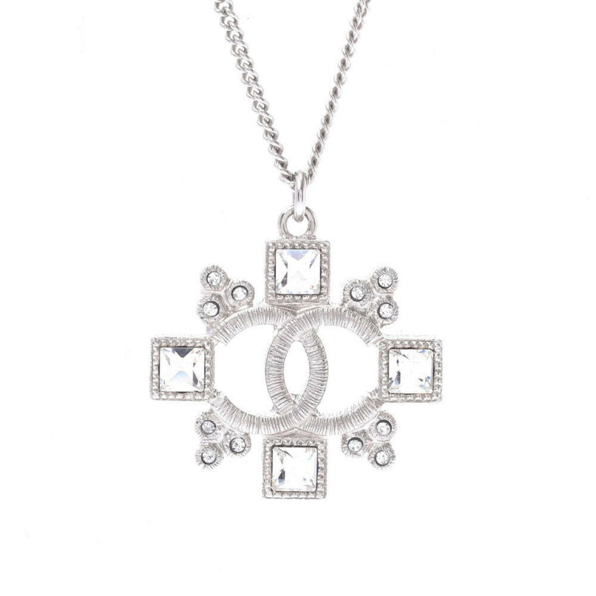 Chanel cc silver metal necklaces