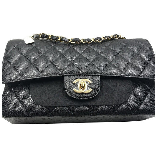 Chanel timeless/classique black leather handbag