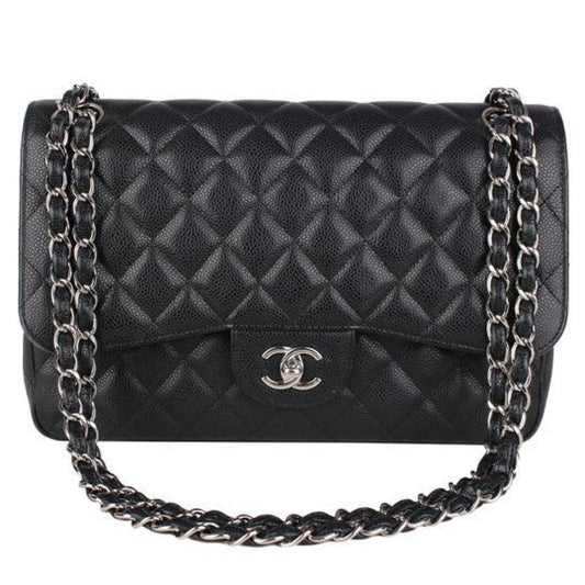 Chanel timeless/classique black leather handbag
