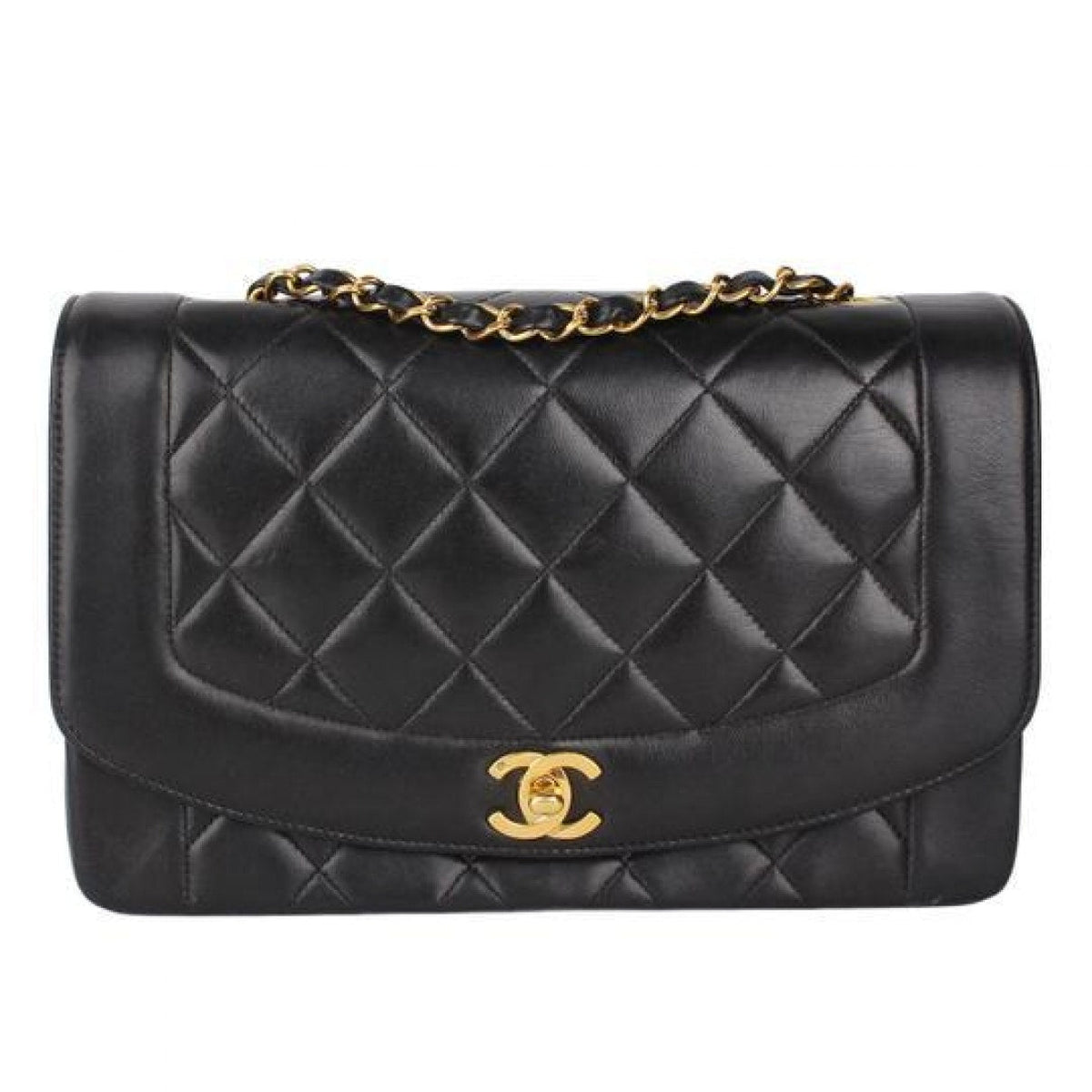 Chanel diana black leather handbag
