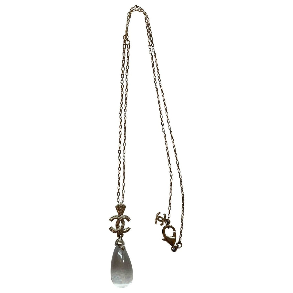 Chanel cc silver metal necklaces