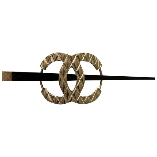 Chanel cc gold metal hair accessories