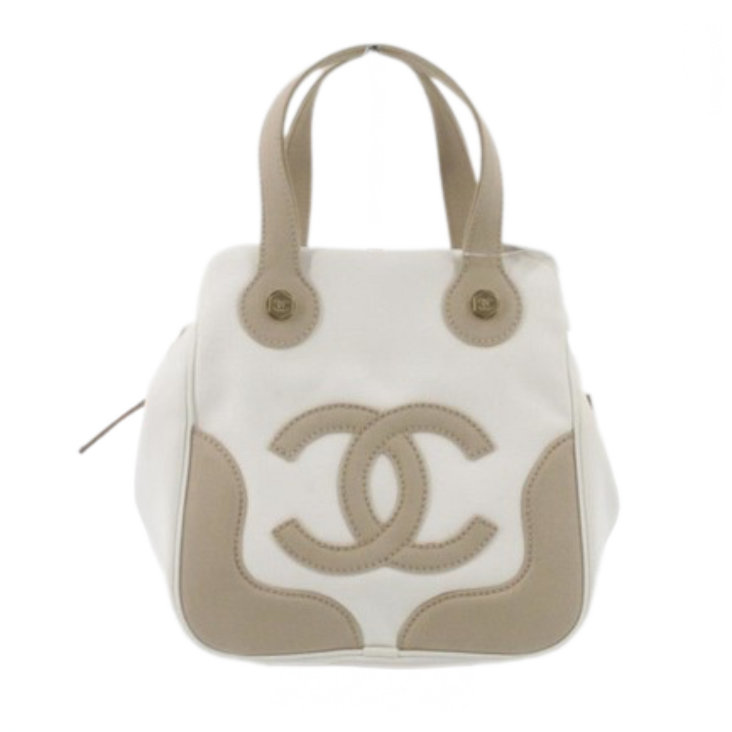 Chanel White Canvas Marshmallow handbag bag