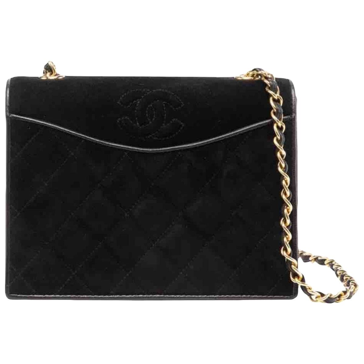 Chanel timeless/classique black suede handbag