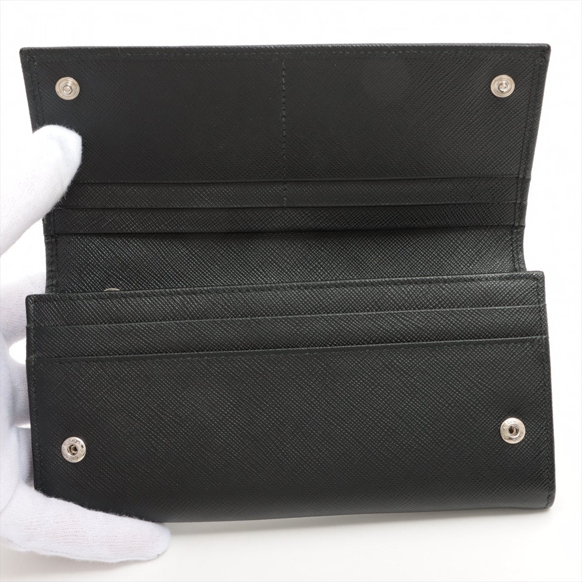 Prada Nero Saffiano Leather Triangle Large Wallet [Clearance Sale]