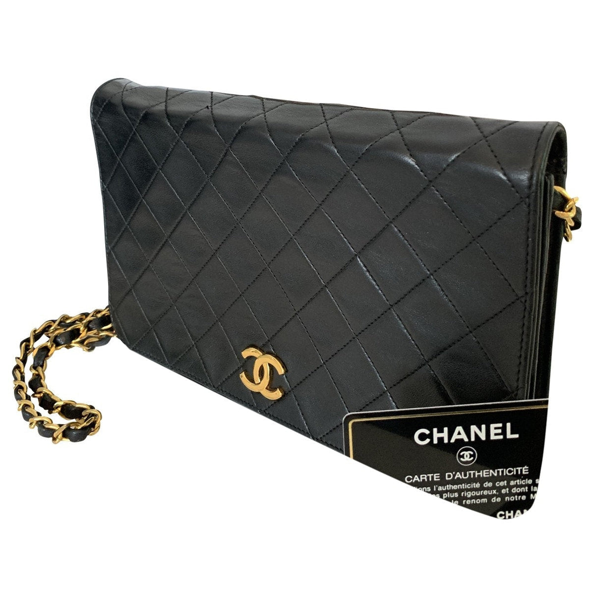 Chanel black leather handbag