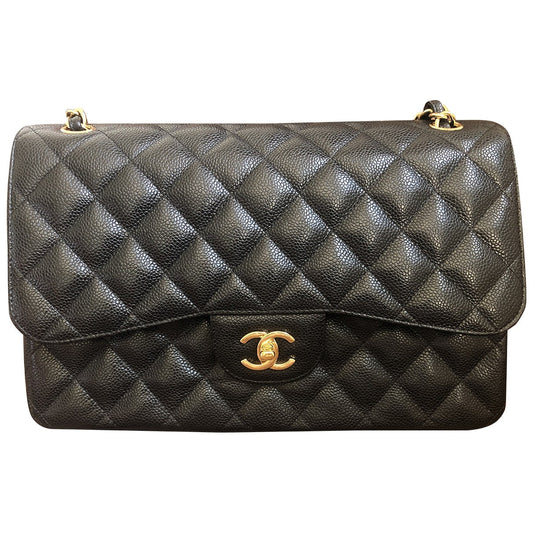 Chanel timeless/classique black leather handbag
