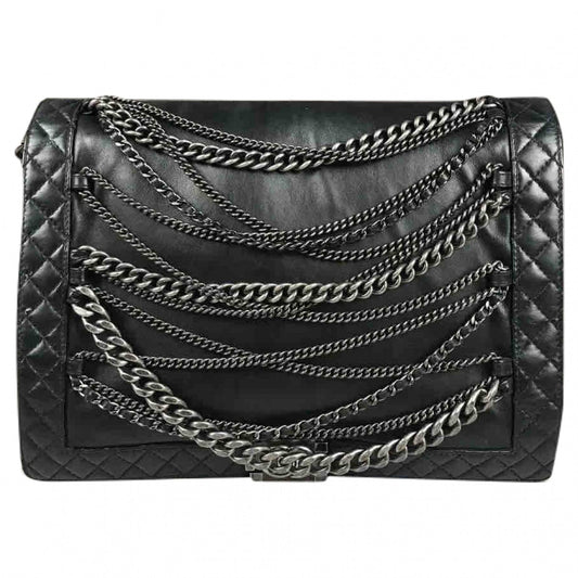 Chanel boy black leather handbag