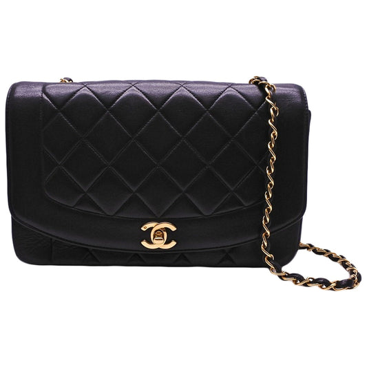 Chanel diana black leather handbag