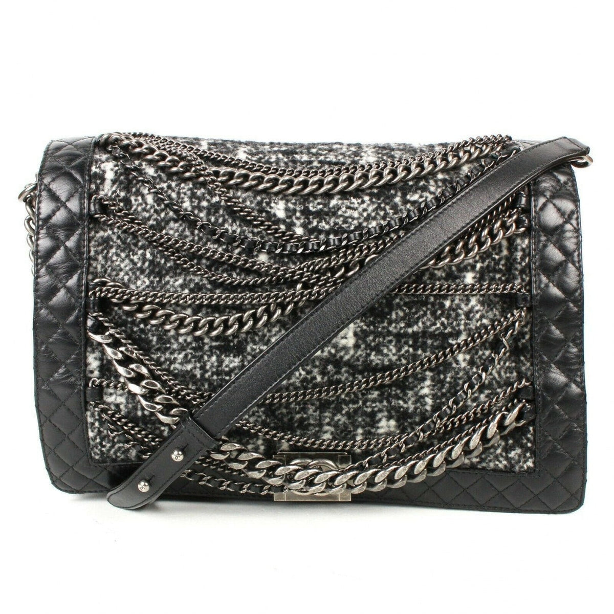 Chanel boy black leather handbag