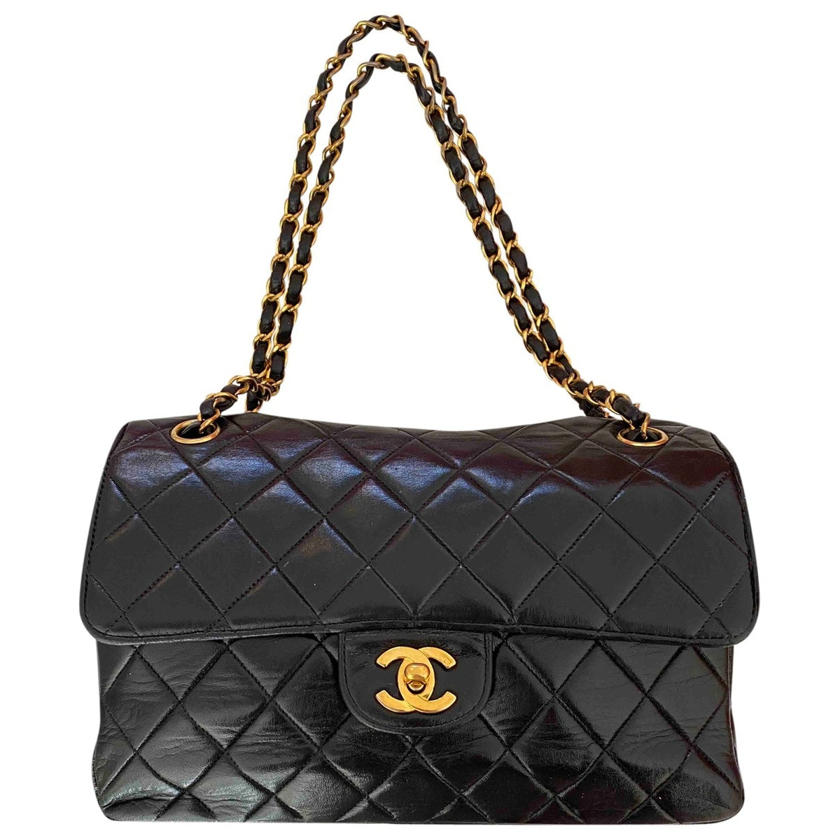 Chanel timeless/classique black leather handbag