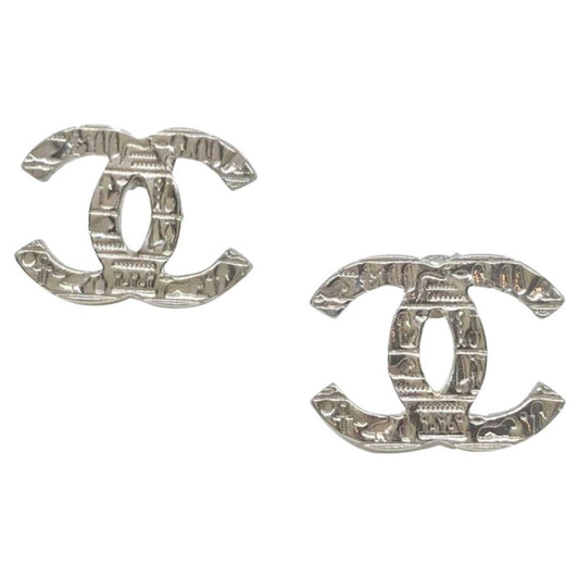 Chanel cc silver metal earrings
