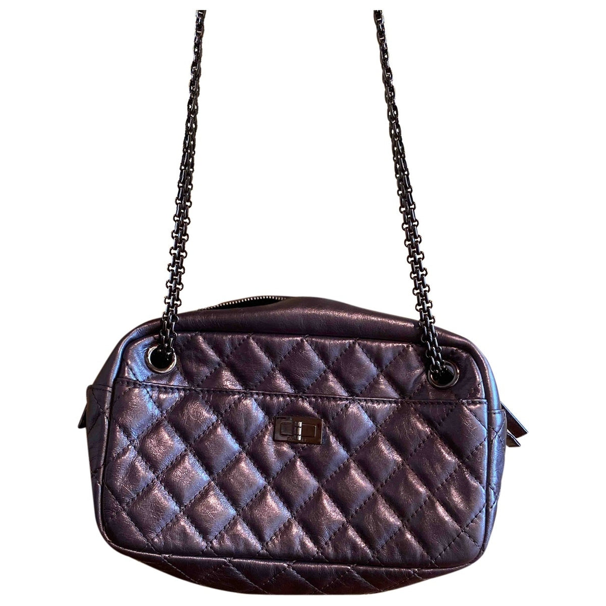 Chanel camera metallic leather handbag