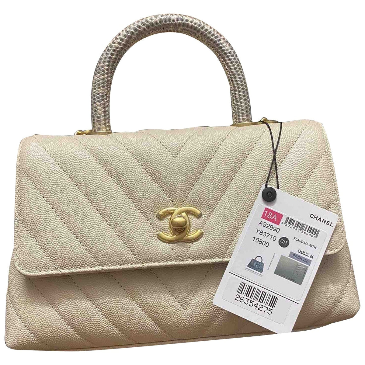 Chanel coco handle white leather handbag
