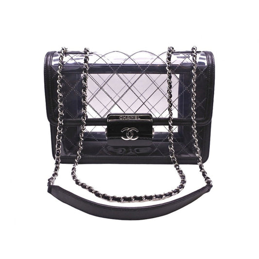 Chanel timeless/classique black plastic handbag