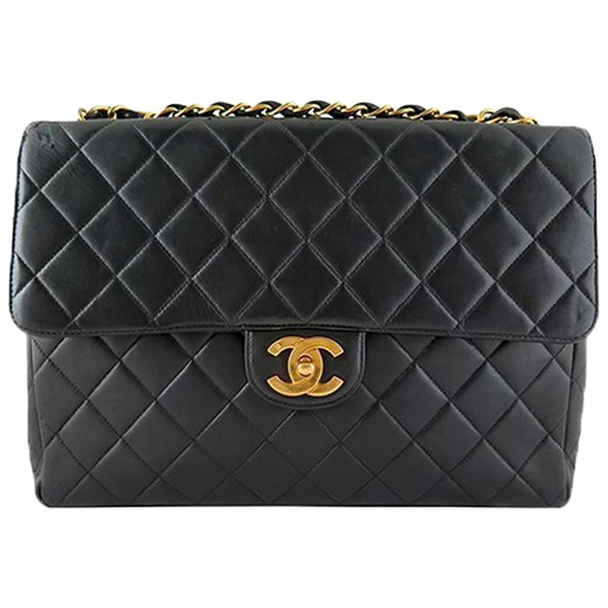 Chanel timeless/classique black leather handbag