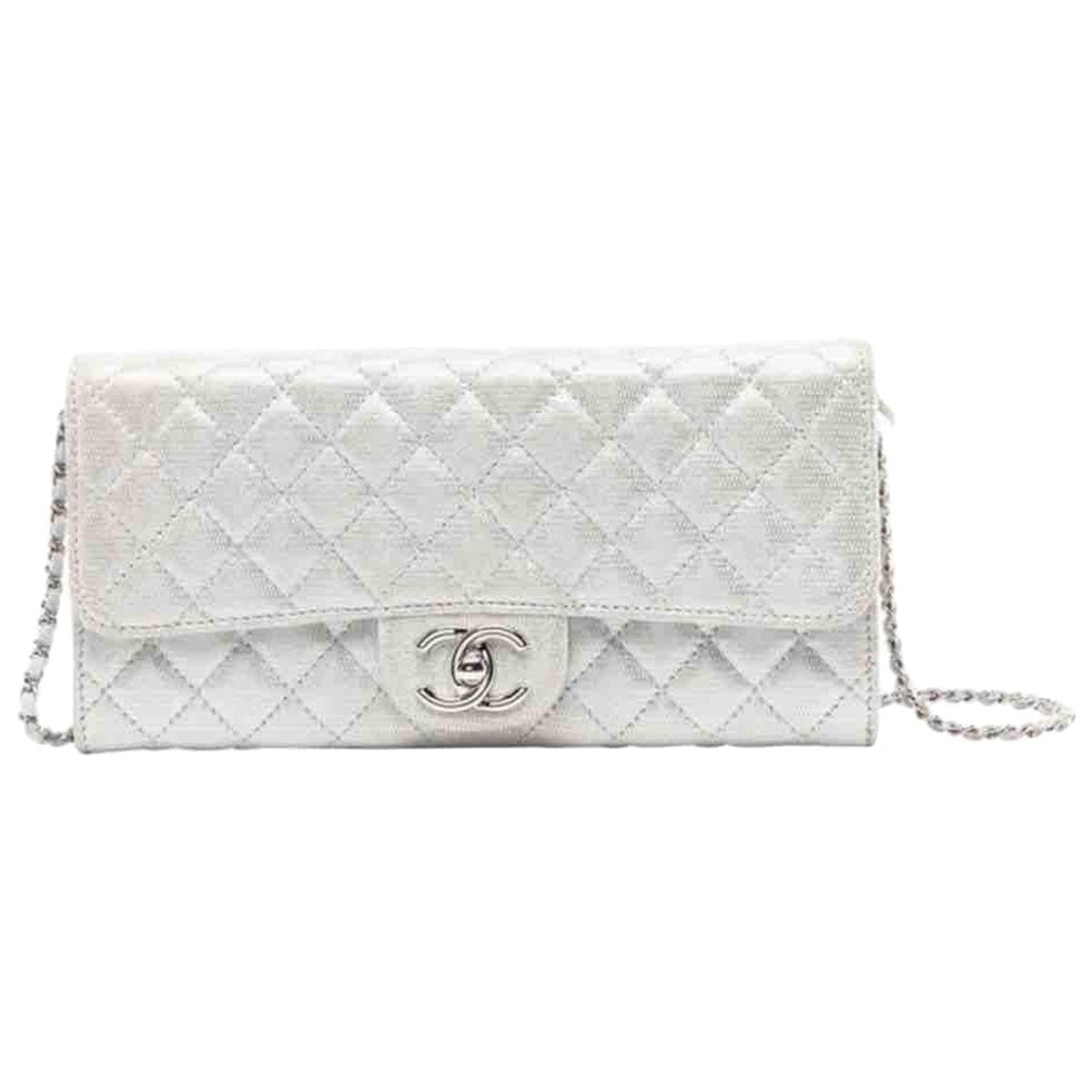 Chanel silver leather handbag