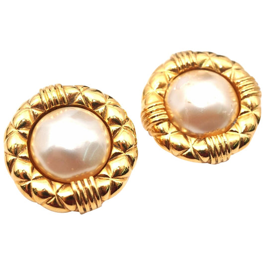 Chanel cc gold metal earrings