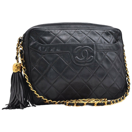 Chanel camera black leather handbag