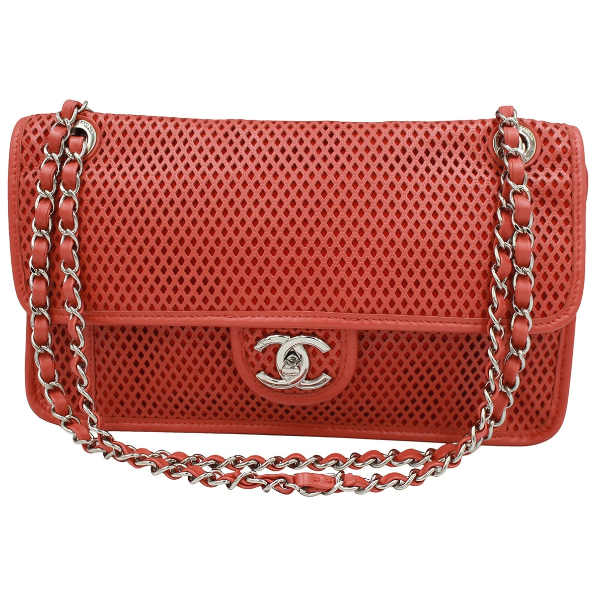 Chanel timeless/classique orange leather handbag