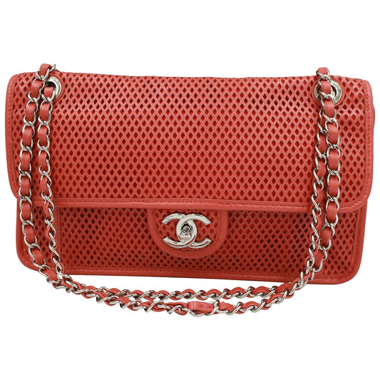 Chanel timeless/classique orange leather handbag