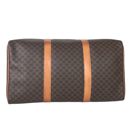 CELINE Travel bag Duffle bag PVC Brown Mini Boston Duffel bag Macadam Pattern Women Secondhand