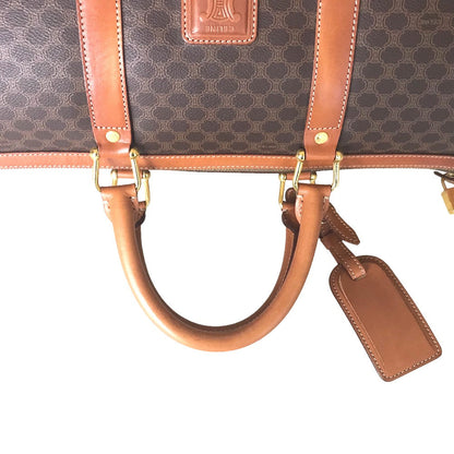 CELINE Travel bag Duffle bag PVC Brown Mini Boston Duffel bag Macadam Pattern Women Secondhand