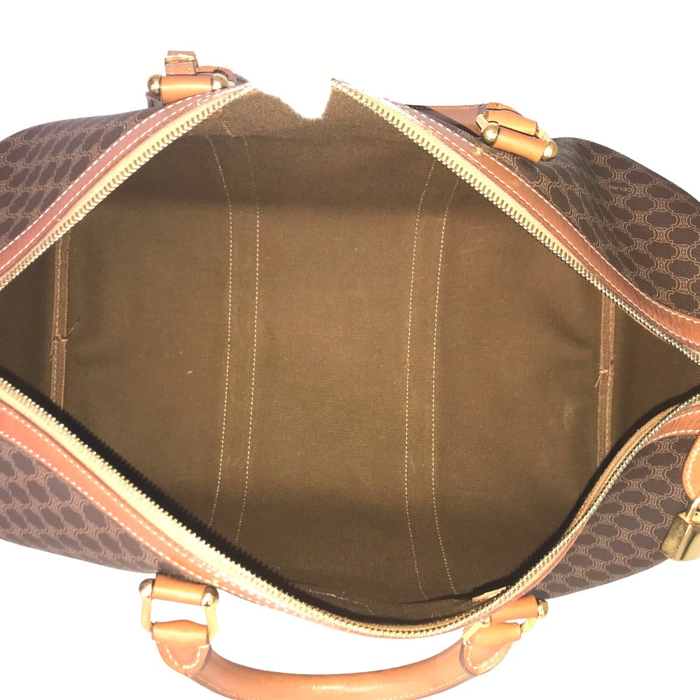CELINE Travel bag Duffle bag PVC Brown Mini Boston Duffel bag Macadam Pattern Women Secondhand