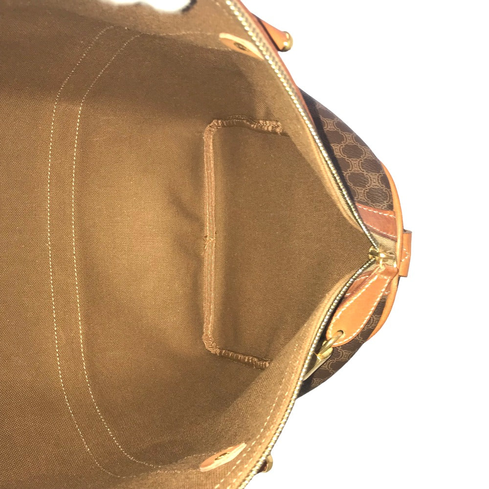 CELINE Travel bag Duffle bag PVC Brown Mini Boston Duffel bag Macadam Pattern Women Secondhand