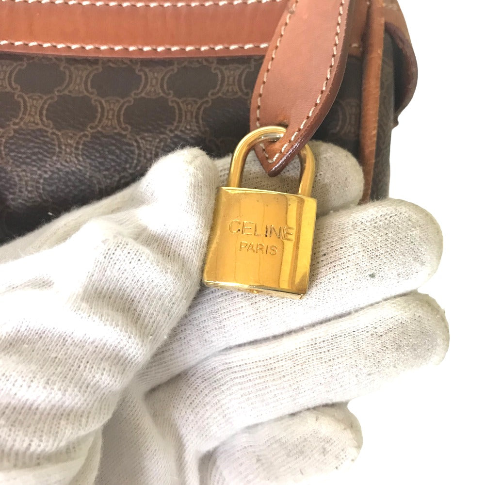 CELINE Travel bag Duffle bag PVC Brown Mini Boston Duffel bag Macadam Pattern Women Secondhand