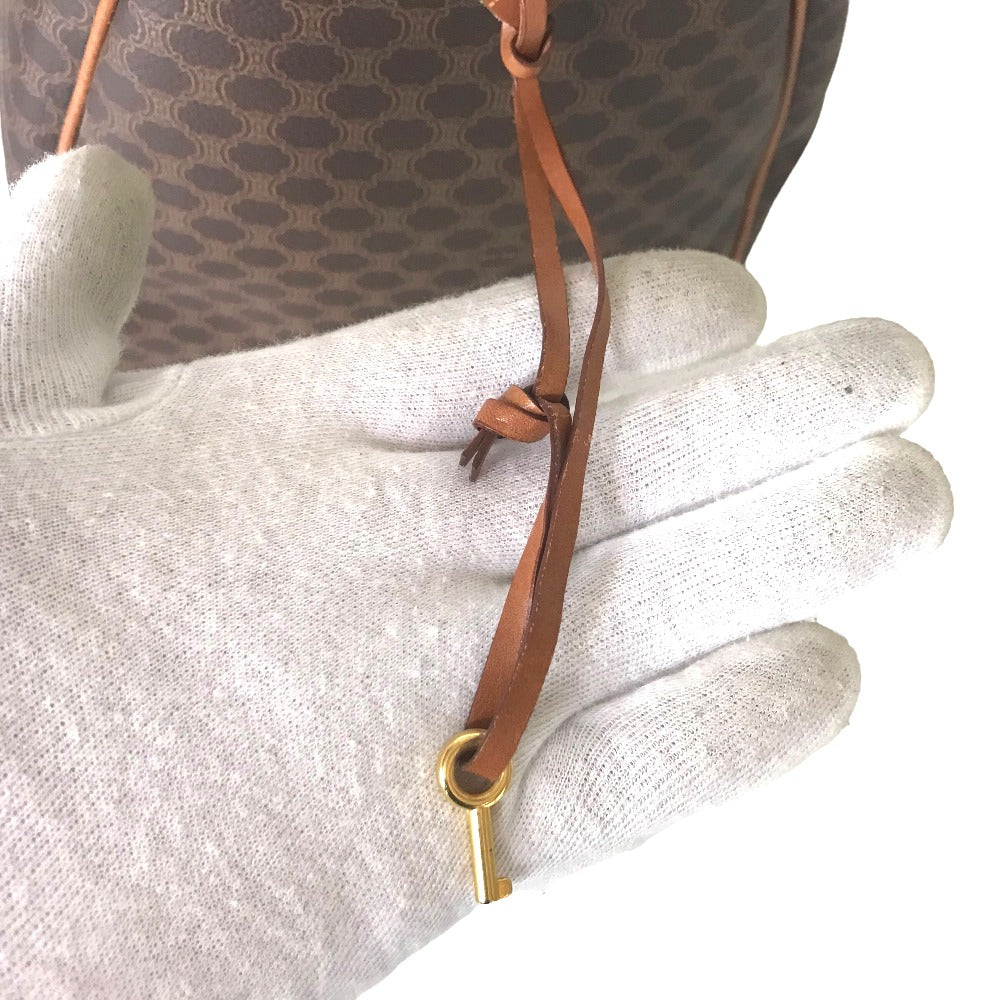 CELINE Travel bag Duffle bag PVC Brown Mini Boston Duffel bag Macadam Pattern Women Secondhand