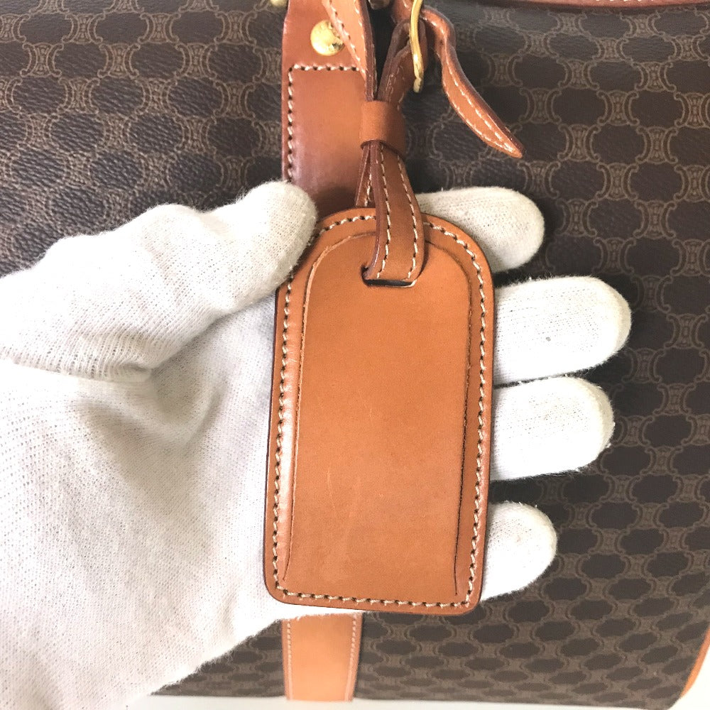 CELINE Travel bag Duffle bag PVC Brown Mini Boston Duffel bag Macadam Pattern Women Secondhand