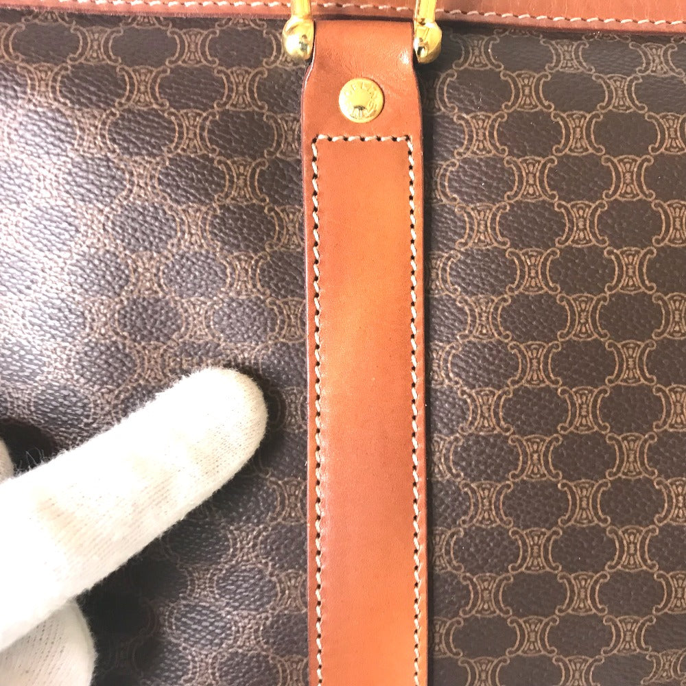 CELINE Travel bag Duffle bag PVC Brown Mini Boston Duffel bag Macadam Pattern Women Secondhand