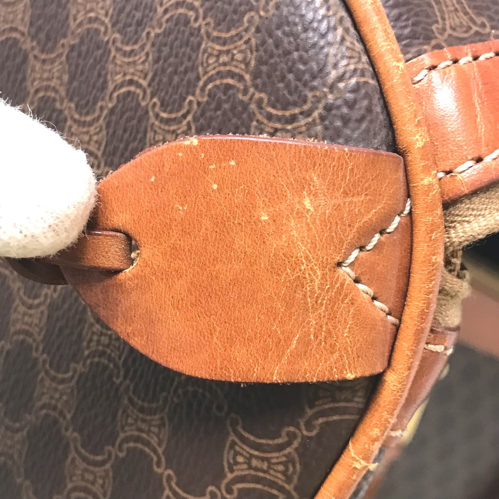 CELINE Travel bag Duffle bag PVC Brown Mini Boston Duffel bag Macadam Pattern Women Secondhand