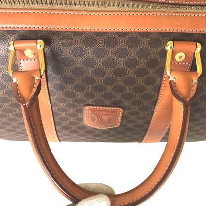 CELINE Travel bag Duffle bag PVC Brown Mini Boston Duffel bag Macadam Pattern Women Secondhand